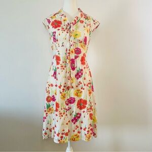 Summer Floral Midi Dress 100% Cotton Multicolor Merona Women’s 2